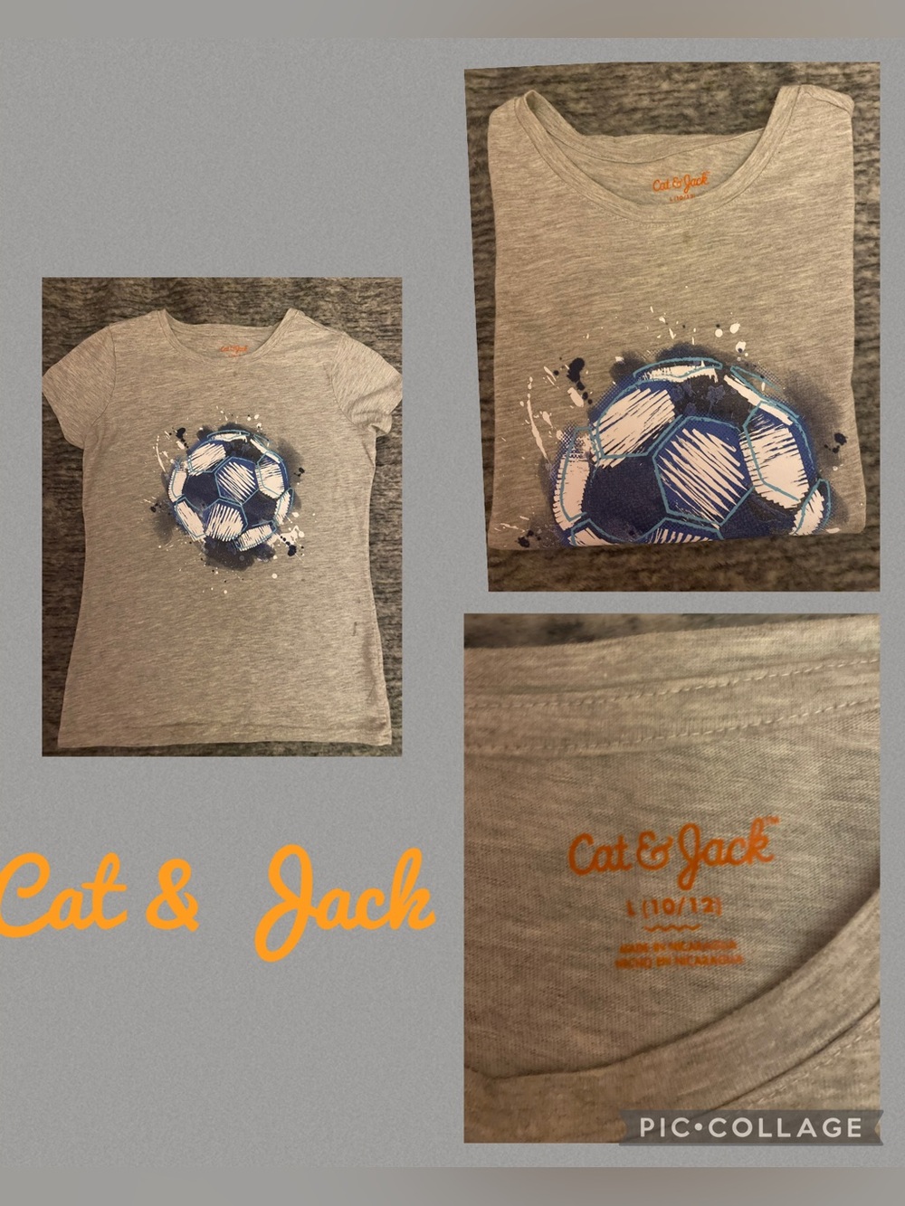 Heather gray Boys Soccer T-Shirt by Cat & Jack Large 10/12